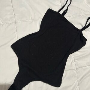 Black Ribbed Bodysuit